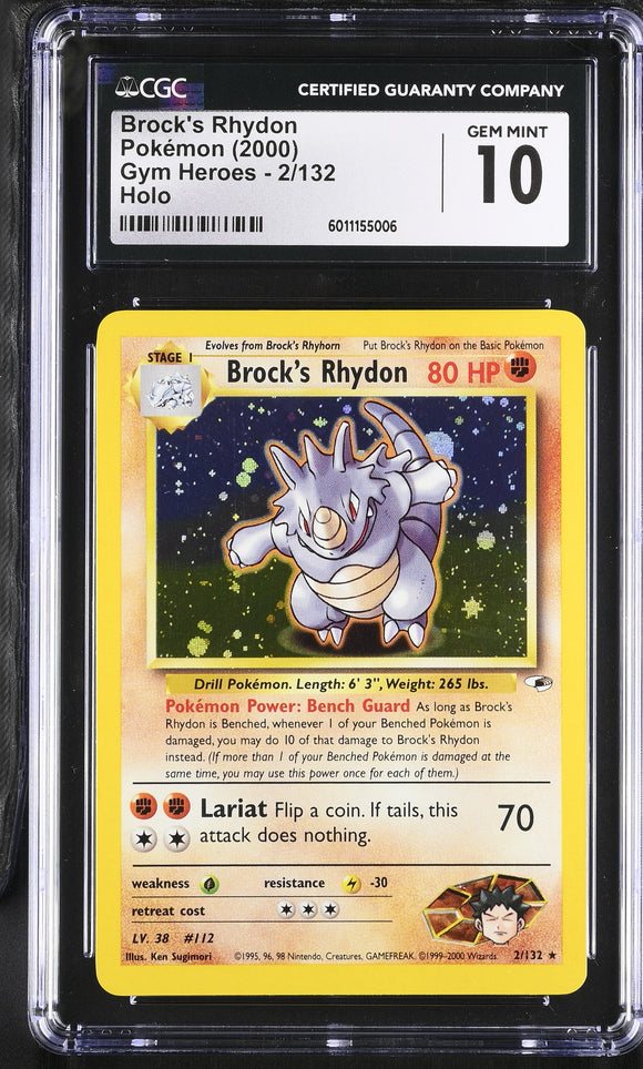 Pokemon Brock’s Rhydon 2/132 2000 Gym Heroes CGC 10