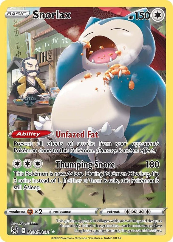 Pokemon Snorlax - SWSH11: Lost Origin Trainer Gallery (SWSH11: TG) NM